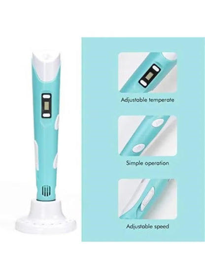 3D Pen Printer Make your Child a Creative Person, Digital Display To Adjust Temperature and Speed PLA Filament USB Charging Gifts For Kids