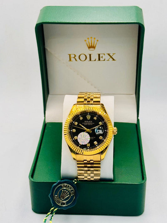 Luxury Gold and Black Dial Chronograph Watch