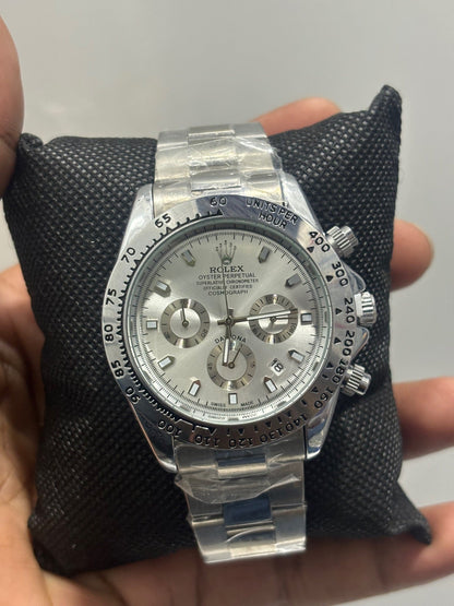 Luxury Silver Dial Chronograph Watch