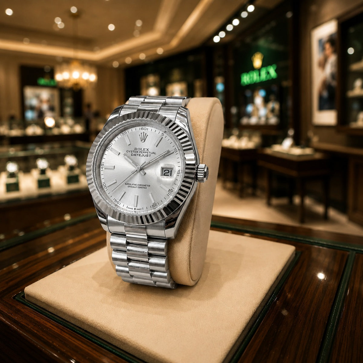 Men's Gold Watch Rolex Day-Date | Diamond | 36mm | Green MoP ساعة رولكس داي ديت ذهبية للرجال | ألماس | 36 مم | قرص أخضر من عرق اللؤلؤ