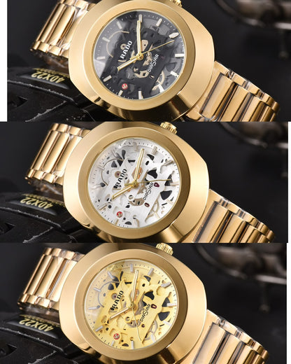 Rado Men’s Skeleton Automatic Watch – Silver & Gold Collection **ساعة رادو للرجال أوتوماتيكية بهيكل مكشوف – مجموعة الفضي والذهبي**