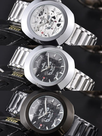 Rado Men’s Skeleton Automatic Watch – Silver & Gold Collection **ساعة رادو للرجال أوتوماتيكية بهيكل مكشوف – مجموعة الفضي والذهبي**