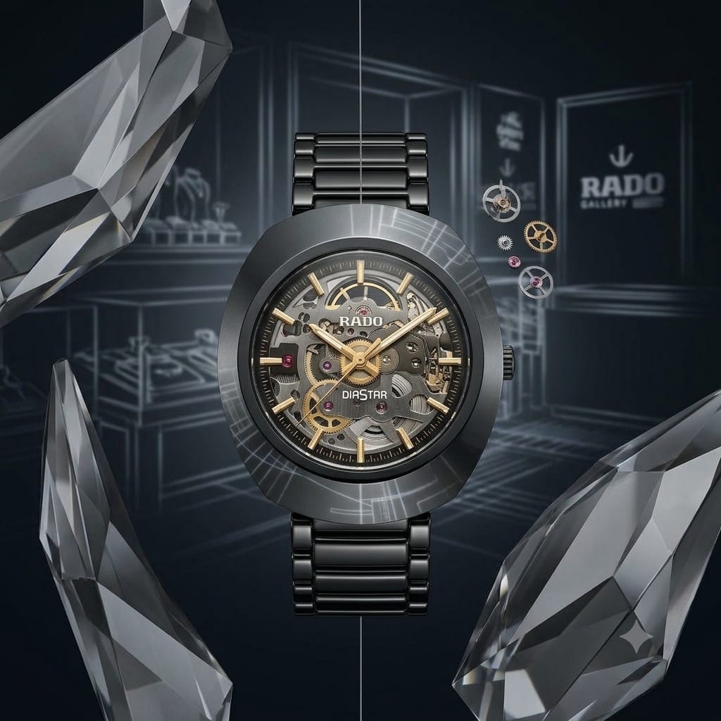 Rado Men’s Skeleton Automatic Watch – Silver & Gold Collection **ساعة رادو للرجال أوتوماتيكية بهيكل مكشوف – مجموعة الفضي والذهبي**