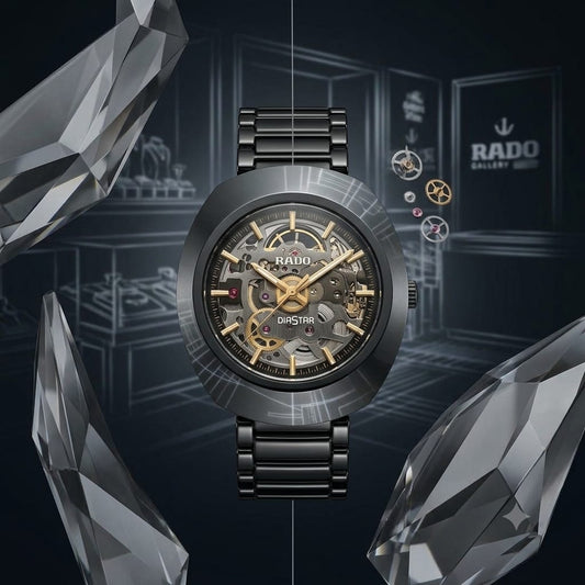 Rado Men’s Skeleton Automatic Watch – Silver & Gold Collection **ساعة رادو للرجال أوتوماتيكية بهيكل مكشوف – مجموعة الفضي والذهبي**