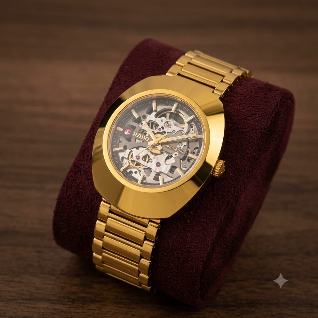 Rado Men’s Skeleton Automatic Watch – Silver & Gold Collection **ساعة رادو للرجال أوتوماتيكية بهيكل مكشوف – مجموعة الفضي والذهبي**