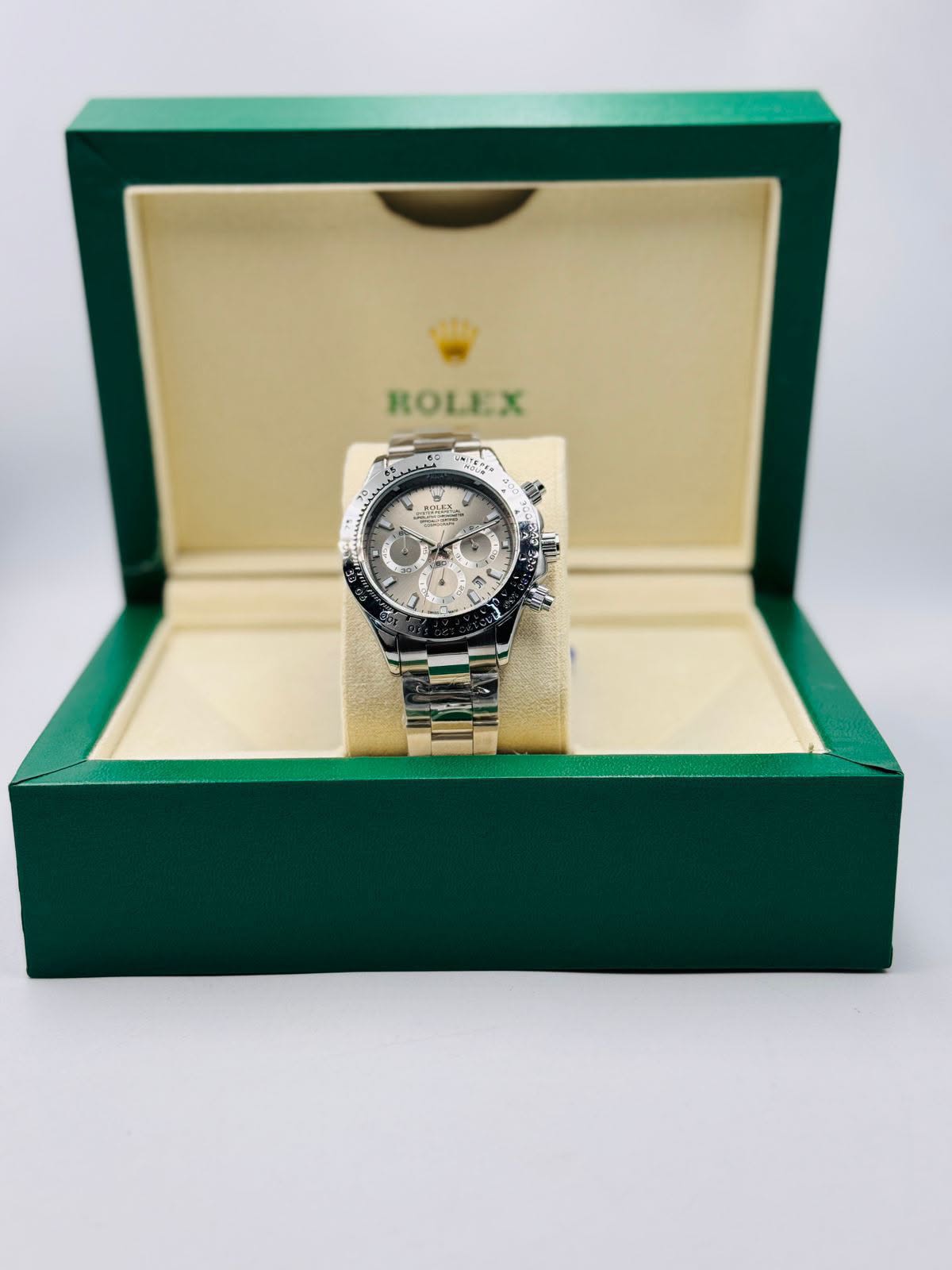 Luxury Silver Dial Chronograph Watch